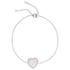 Bracelet argent 925 coeur nacres rose et zirconias 24cm