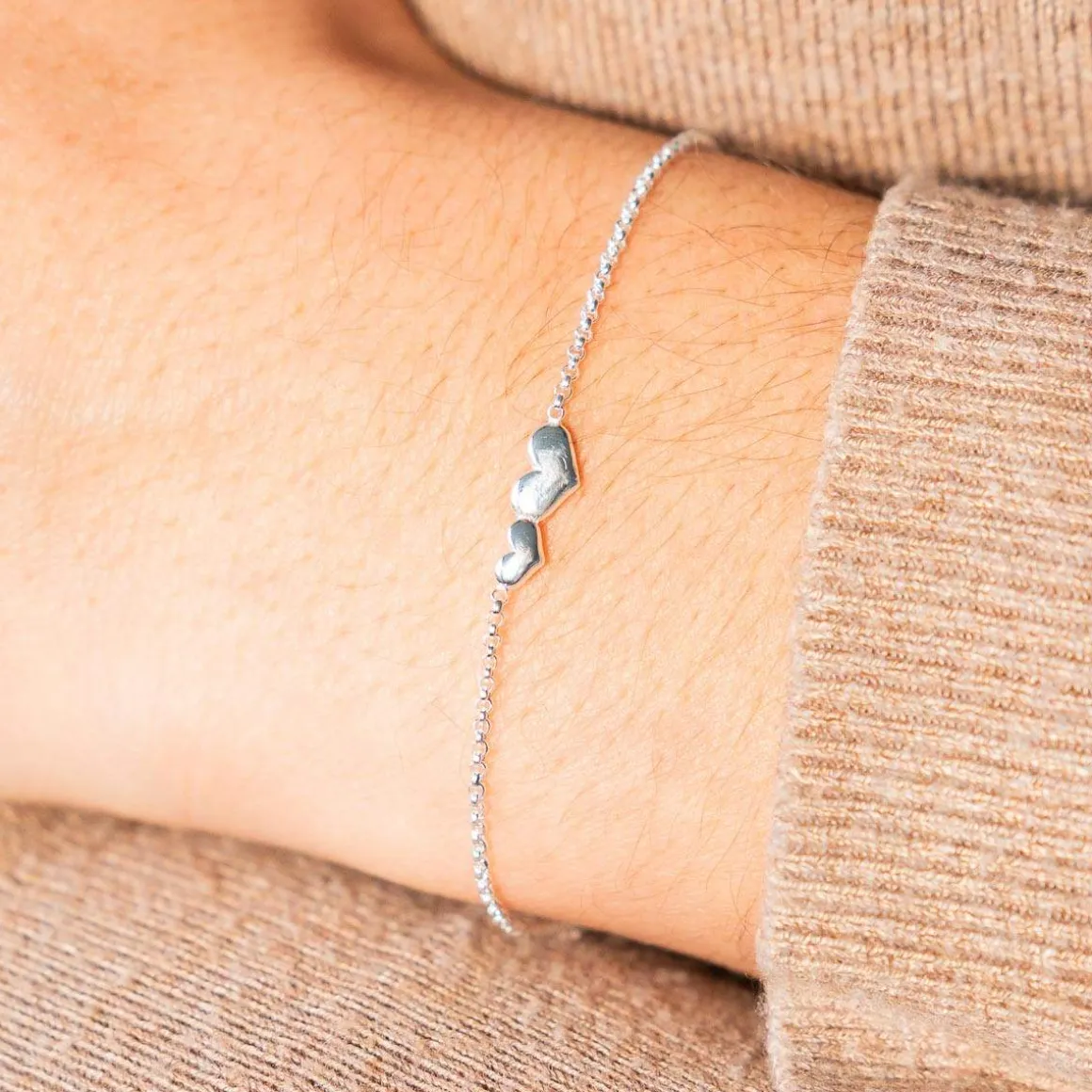Bracelet argent 925 coeurs