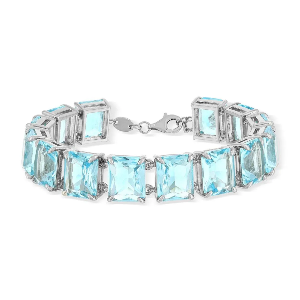 Bracelet argent 925 cristal bleu 19cm