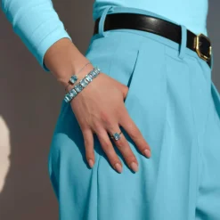 Bracelet argent 925 cristal bleu 19cm