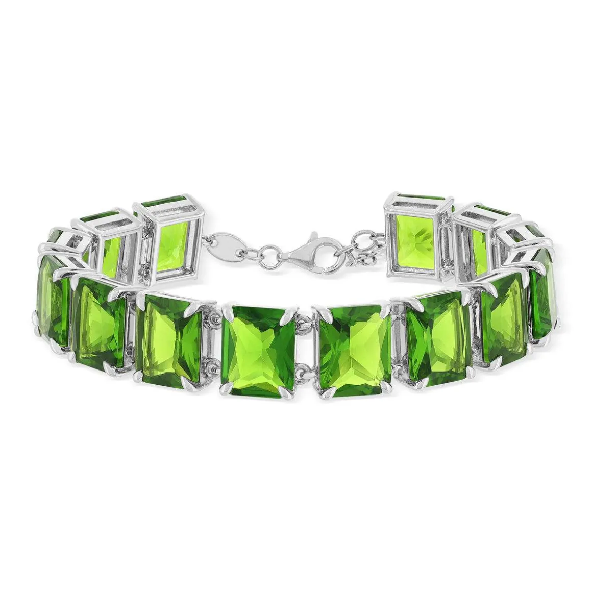 Bracelet argent 925 cristal vert 19cm