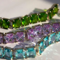 Bracelet argent 925 cristal vert 19cm