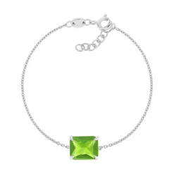 Bracelet argent 925 cristal vert 18cm