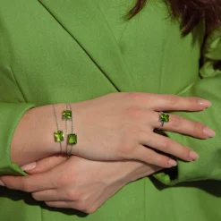 Bracelet argent 925 cristal vert 18cm