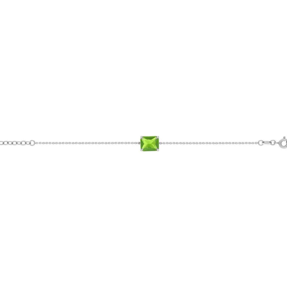 Bracelet argent 925 cristal vert 18cm