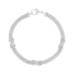 Bracelet argent 925 croix zirconias 19 cm.