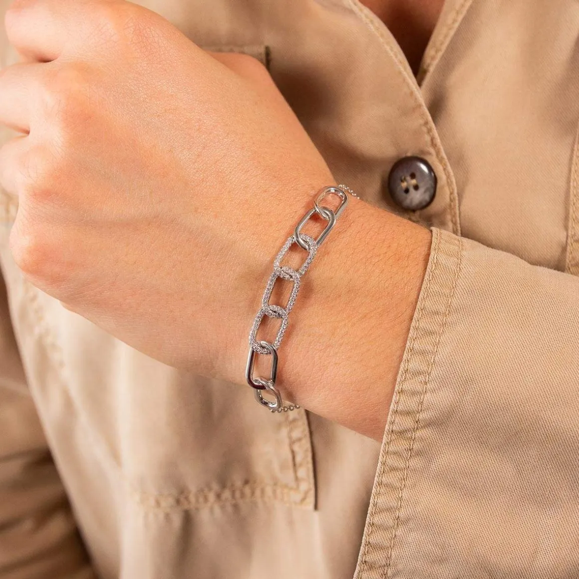 Bracelet argent 925 et zirconias 19cm