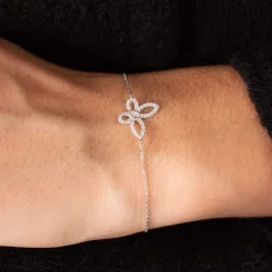 Bracelet argent 925 et zirconias papillon 19cm