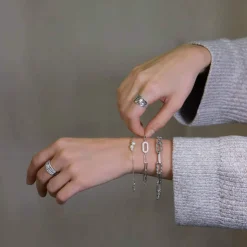 Bracelet argent 925 et zirconias 18.5cm