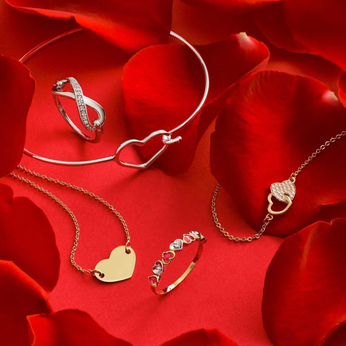 Bracelet argent 925 jonc coeur 65mm