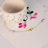 Bracelet argent 925 lapins laque multicolore 16,5 cm