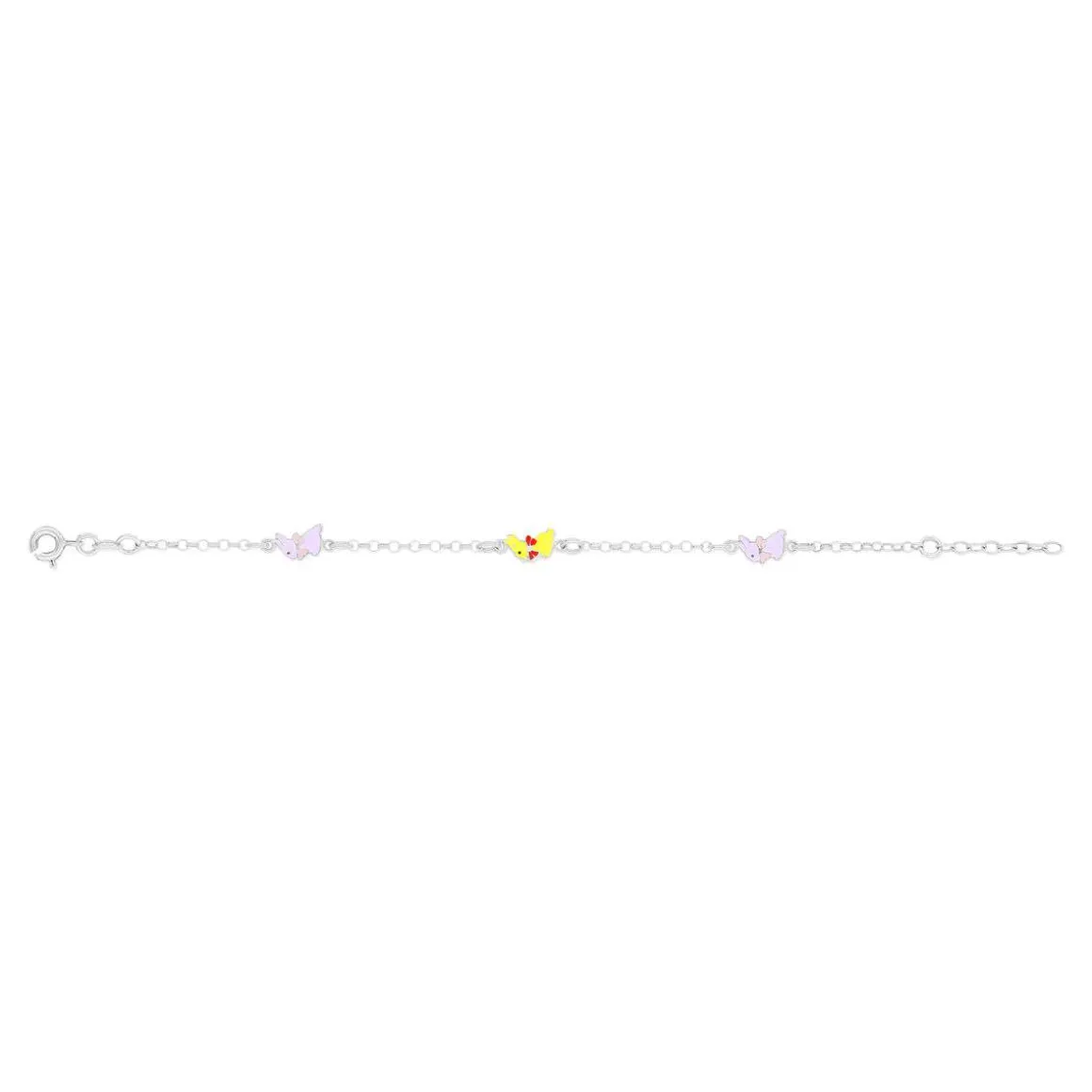 Bracelet argent 925 lapins laque multicolore 16,5 cm