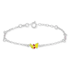 Bracelet argent 925 lapins laque multicolore 16,5 cm