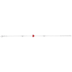 Bracelet argent 925 laque coeurs 20 cm