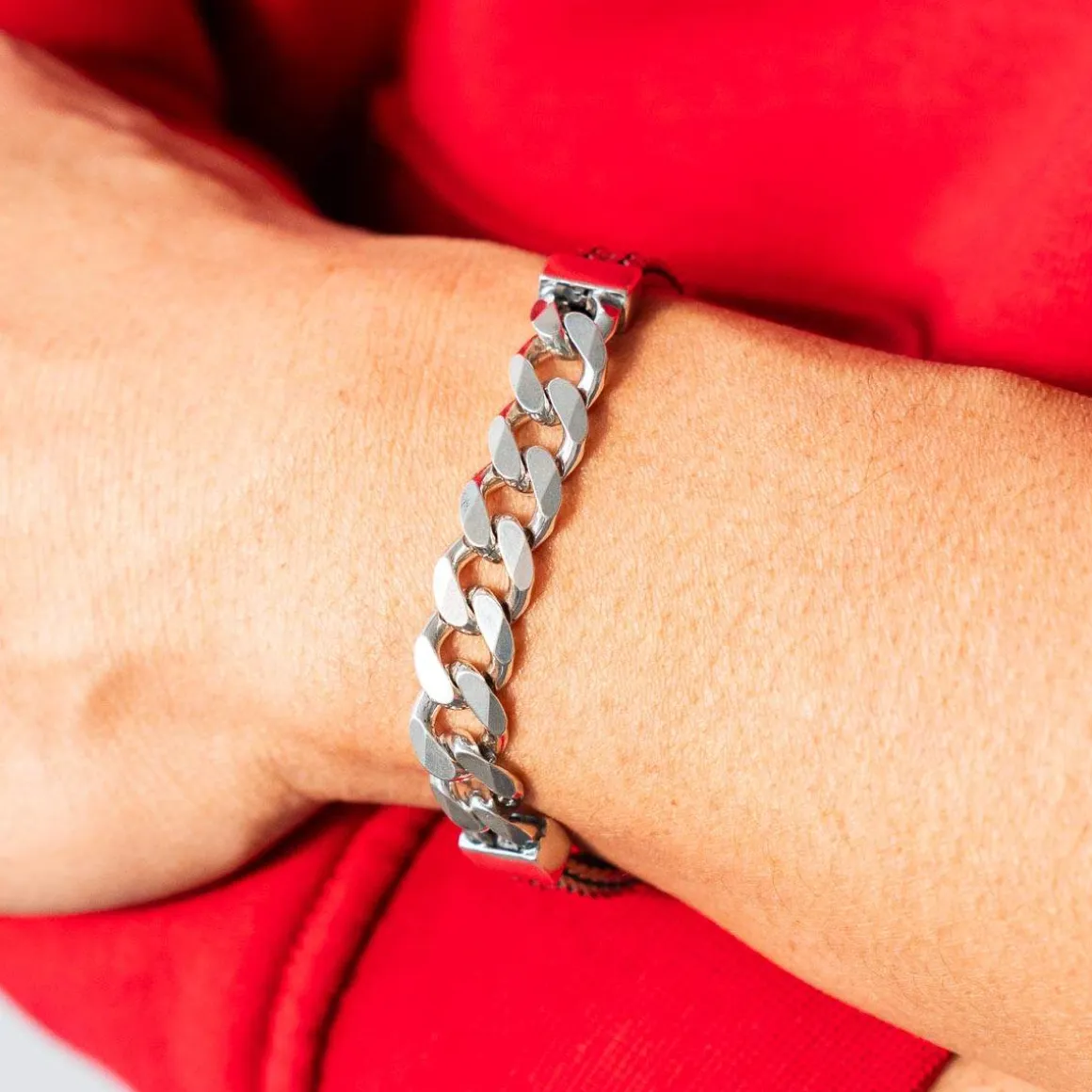 Bracelet argent 925 maille cubaine 20cm