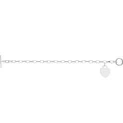Bracelet argent 925 maille fantaisie pampille coeur 21 cm