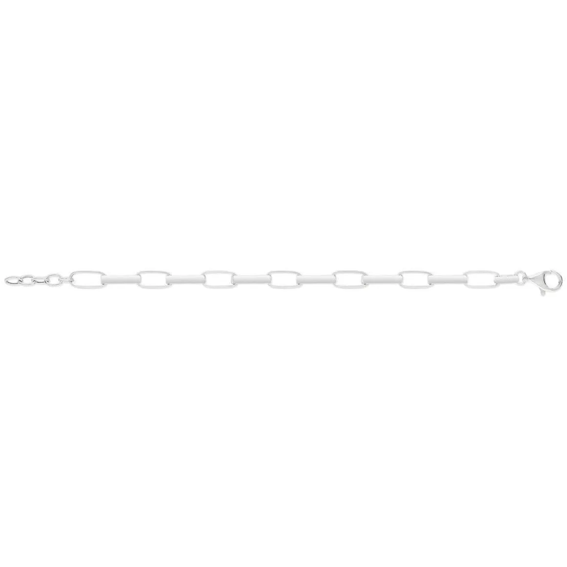 Bracelet argent 925, mailles rectangulaires 21 cm.
