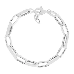 Bracelet argent 925, mailles rectangulaires 21 cm.