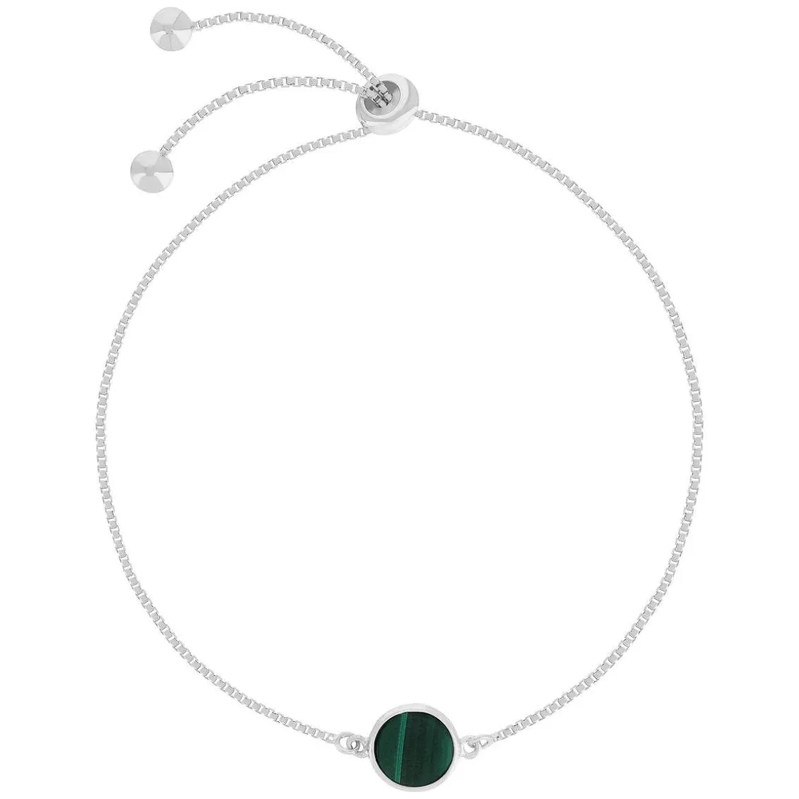 Bracelet argent 925 malachite 23cm