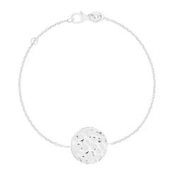 Bracelet argent 925 médaille martelée 18 cm