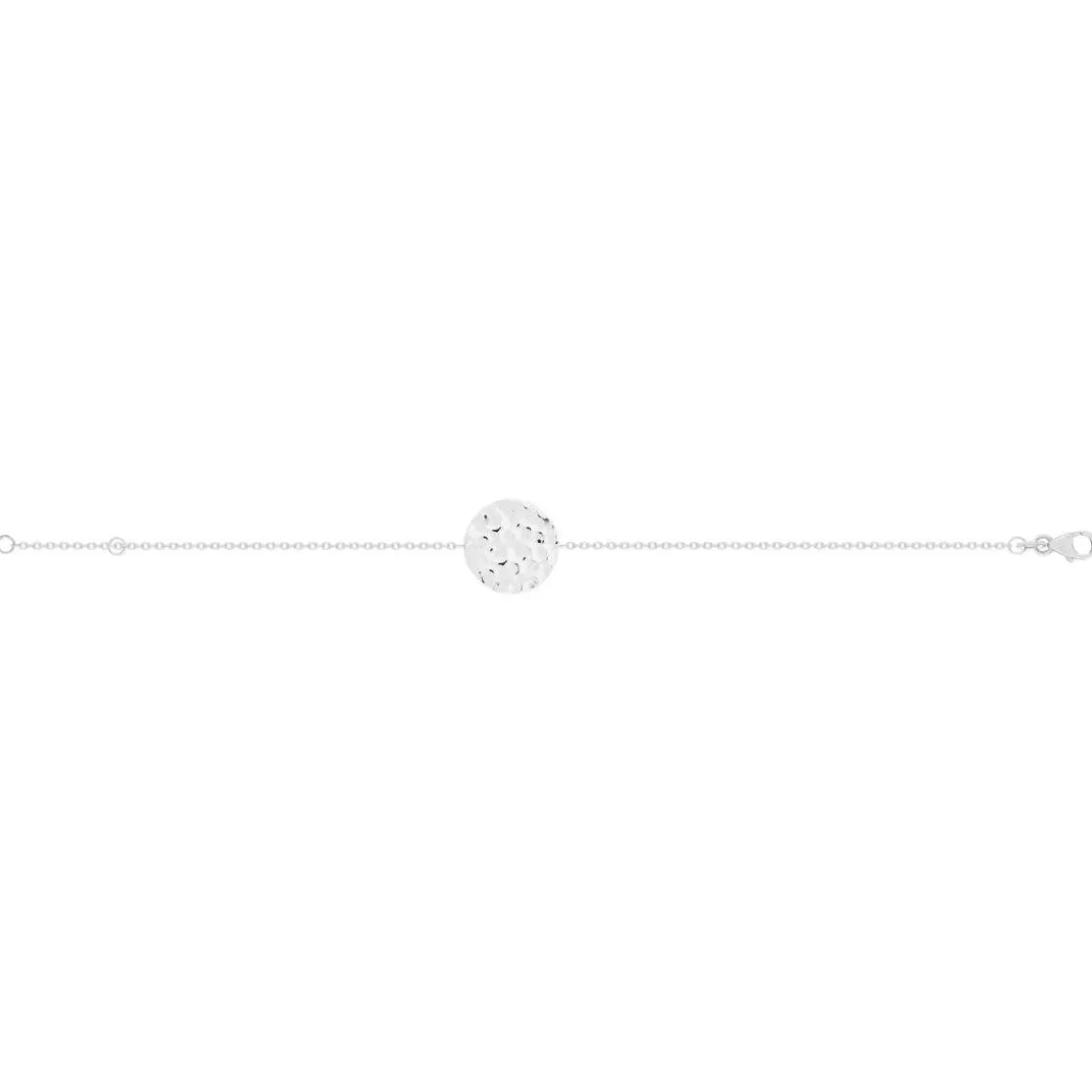 Bracelet argent 925 médaille martelée 18 cm