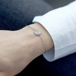 Bracelet argent 925 médaille perlée 18 cm