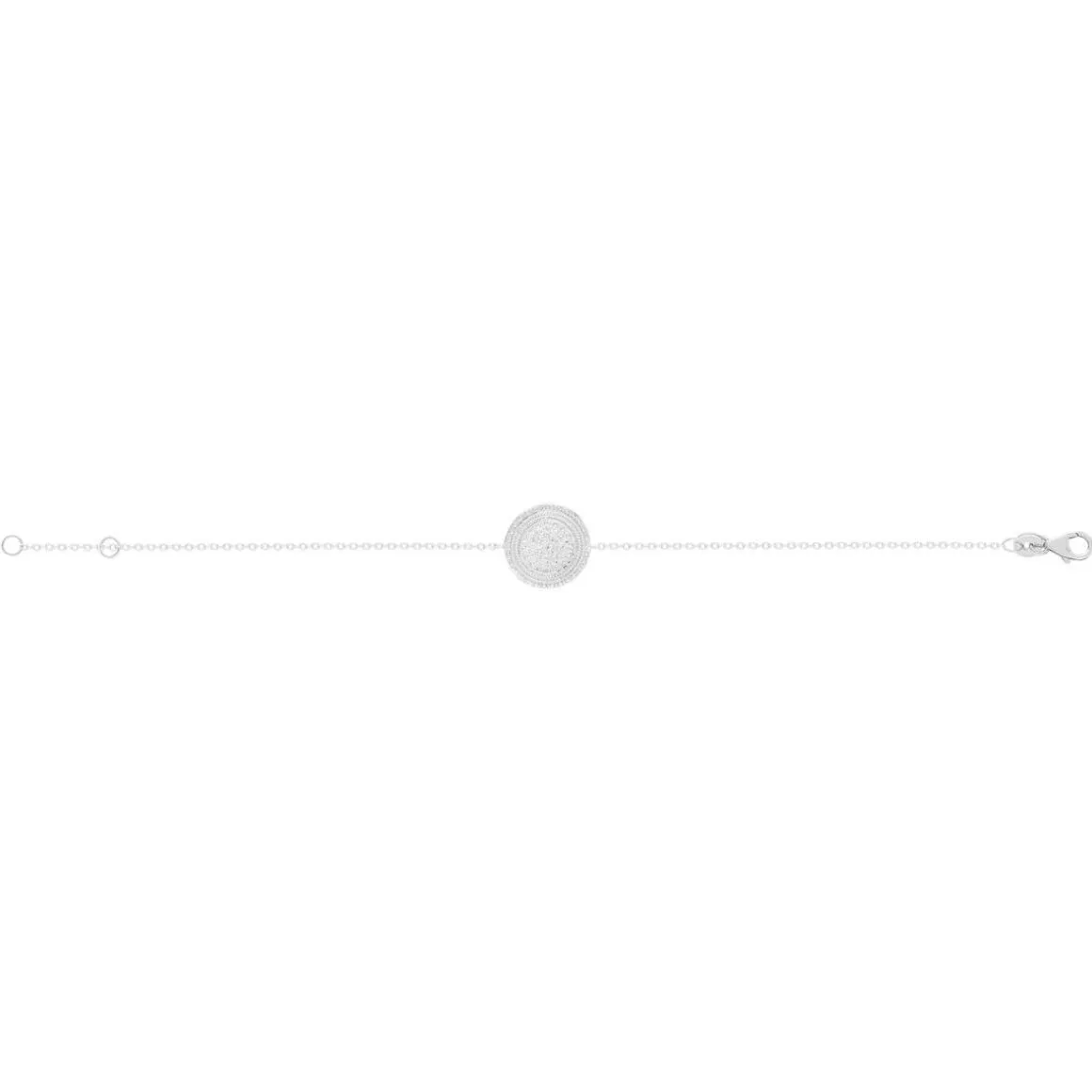 Bracelet argent 925, médaille perlée 18 cm