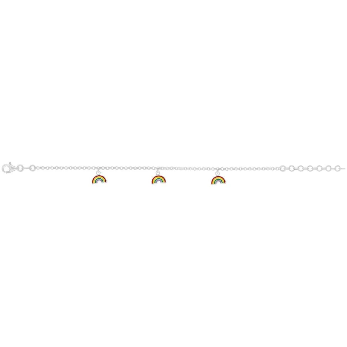Bracelet argent 925 motif arc en ciel 18cm