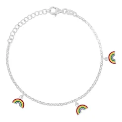 Bracelet argent 925 motif arc en ciel 18cm