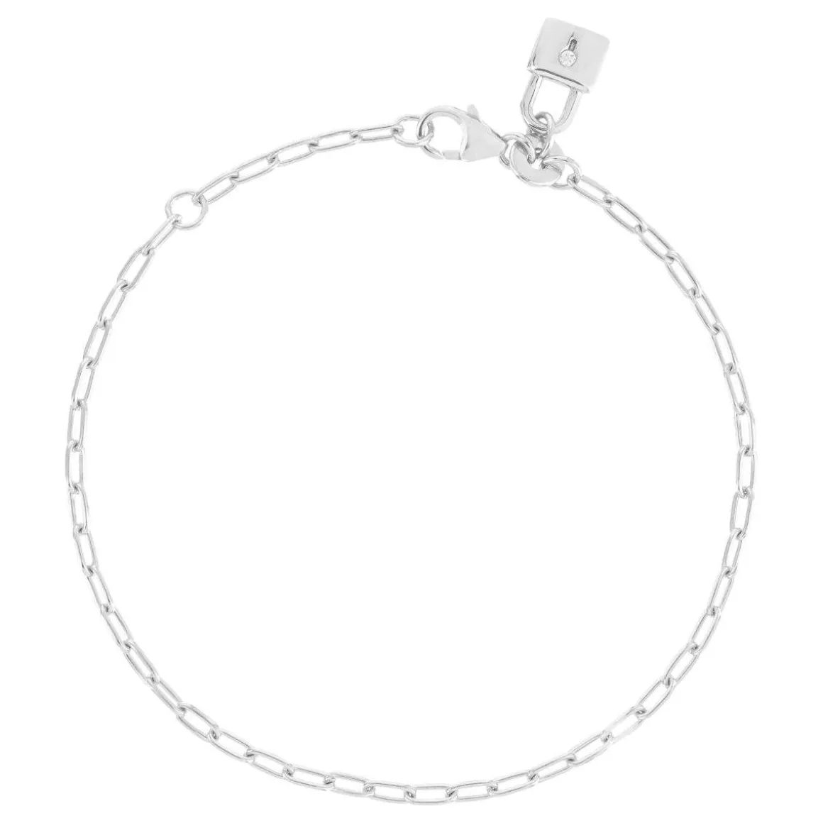 Bracelet argent 925, motif cadenas zirconia 18 cm