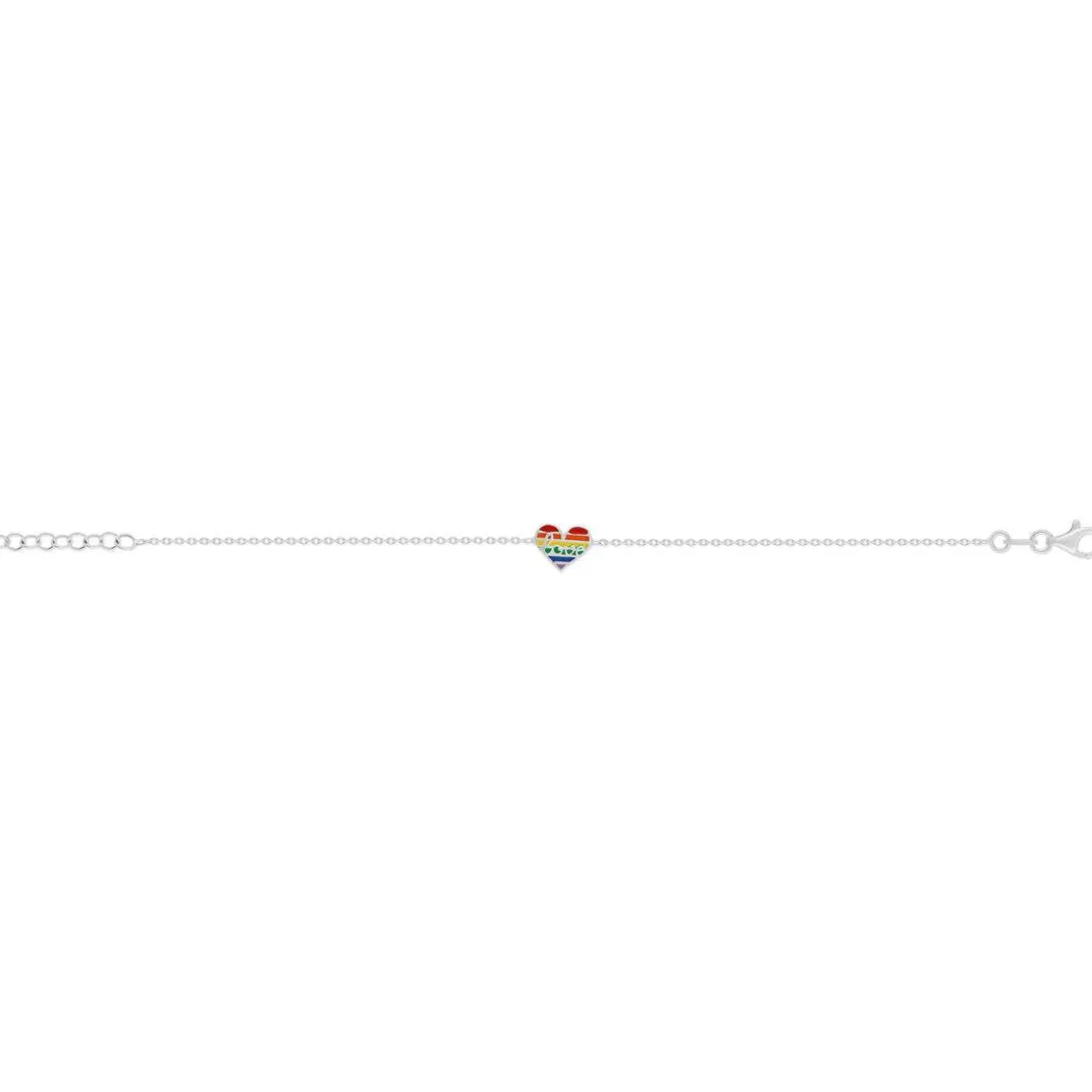 Bracelet argent 925 motif coeur 17cm