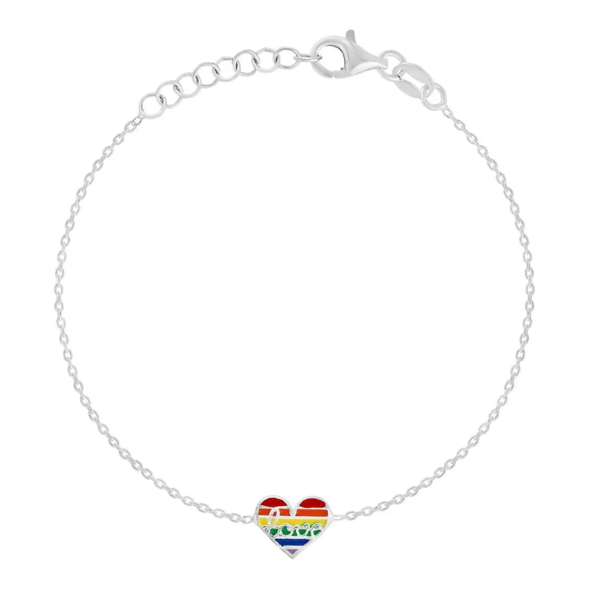 Bracelet argent 925 motif coeur 17cm