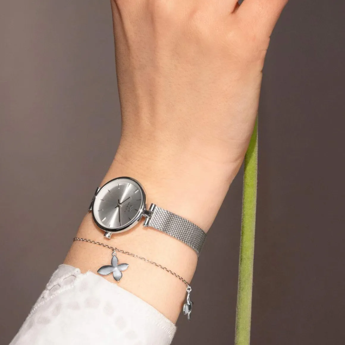 Bracelet argent 925 motif fleur