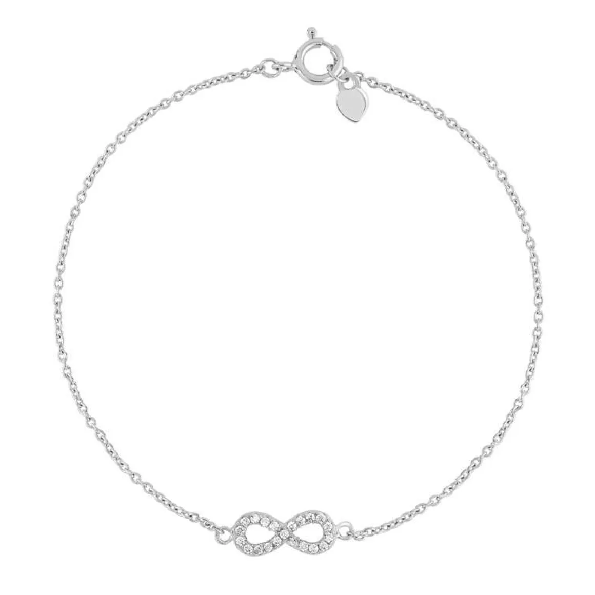 Bracelet argent 925 motif infini et zirconias 18 cm