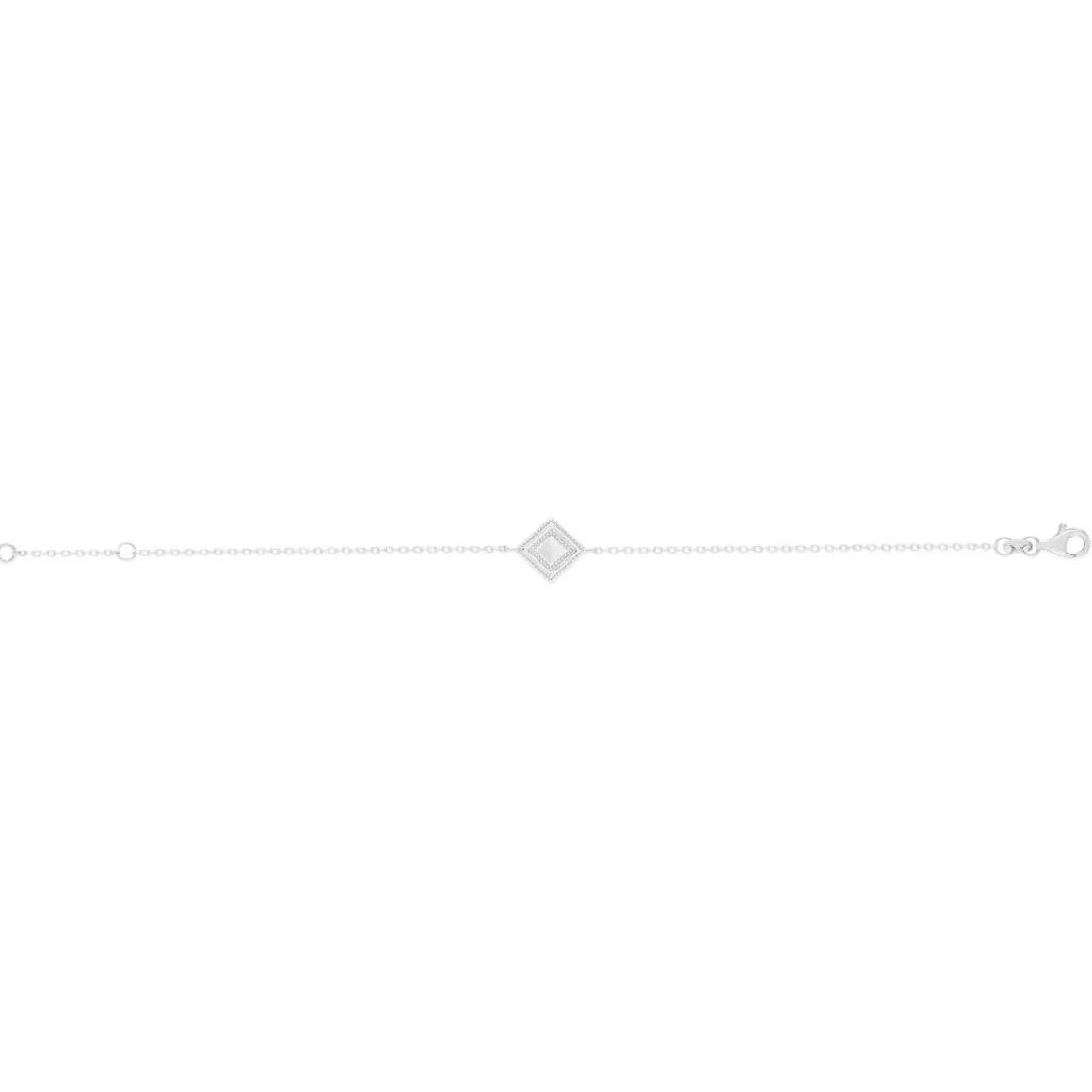 Bracelet argent 925, motif losange perlé 18 cm