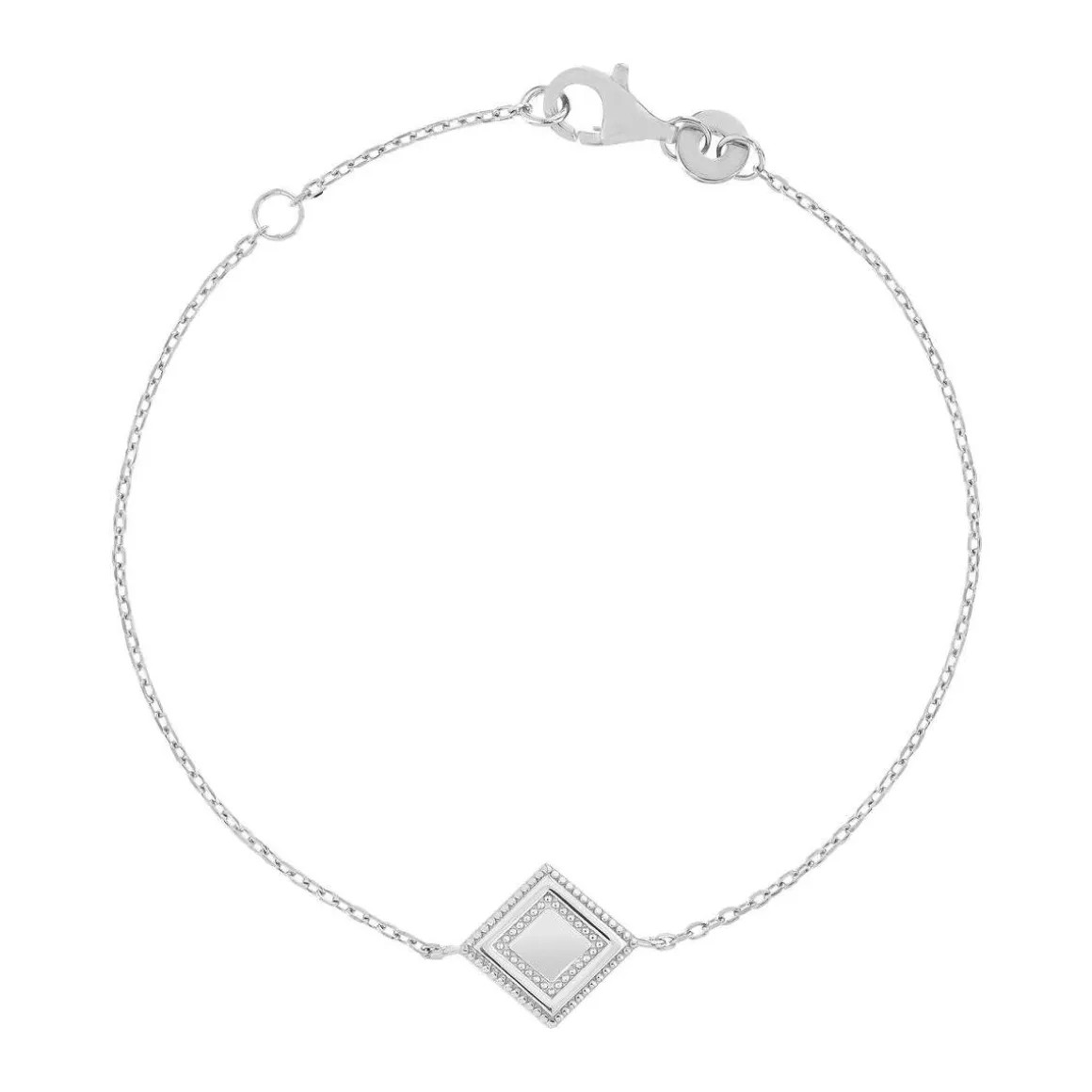 Bracelet argent 925, motif losange perlé 18 cm