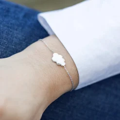 Bracelet argent 925 motif nuage personnalisable 18 cm