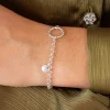 Bracelet argent 925 motif rond torsadé et pampille ronde 19 cm