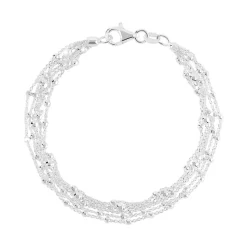 Bracelet argent 925 multi-chaînes perlées 19 cm