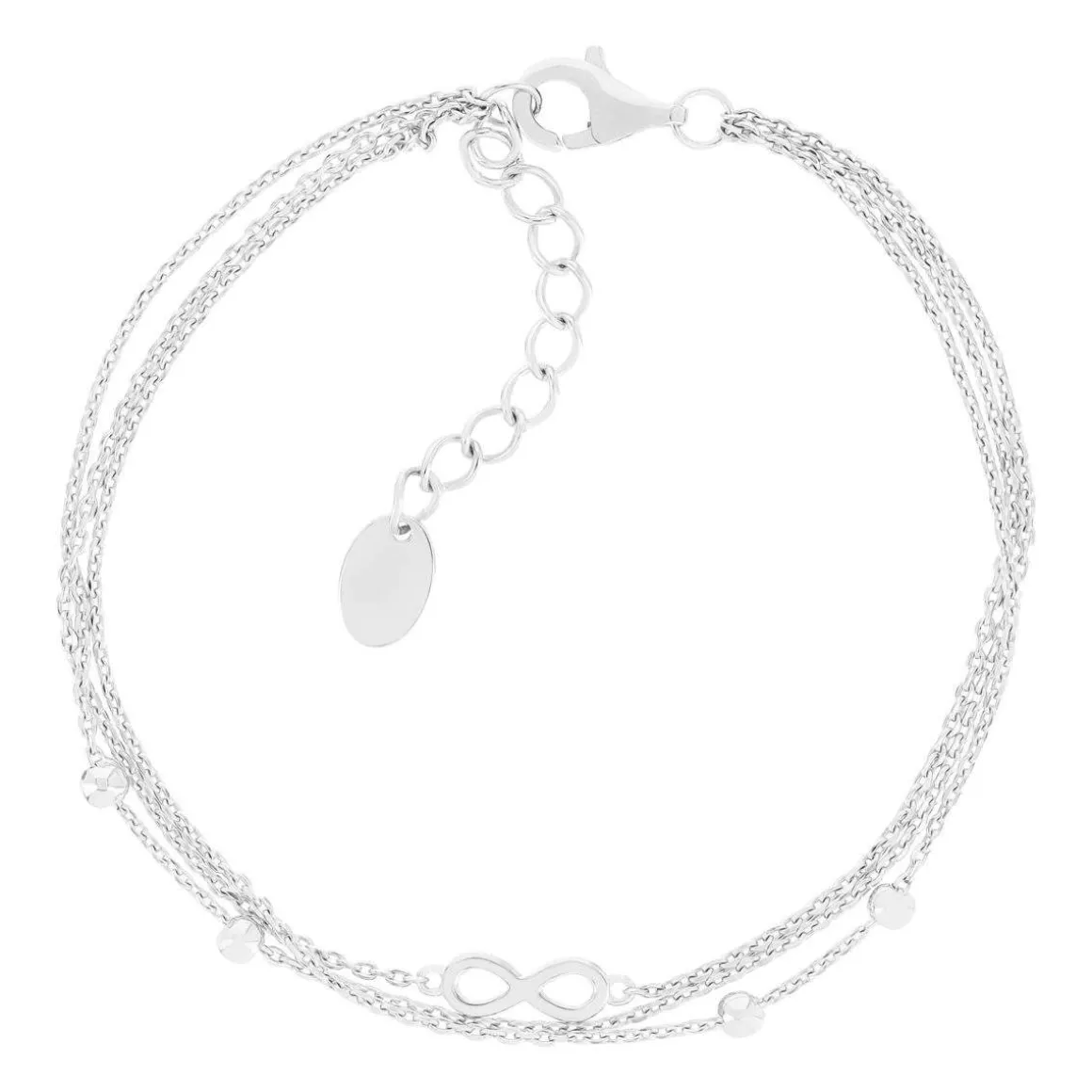 Bracelet argent 925 multitours motif infini 19cm