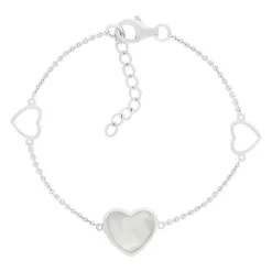 Bracelet argent 925 nacres coeurs 19cm