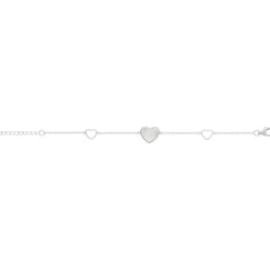 Bracelet argent 925 nacres coeurs 19cm