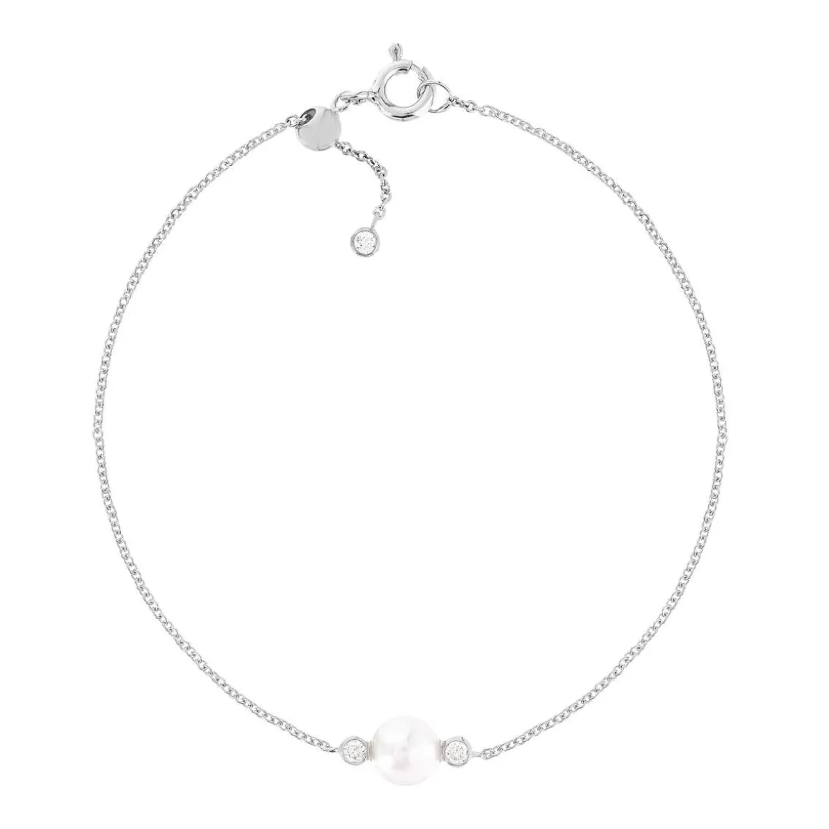 Bracelet argent 925 perle de culture zirconias 19 cm