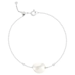 Bracelet argent 925 perle de culture de chine zirconias