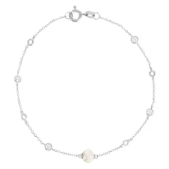 Bracelet argent 925 perles de Chine et zirconias 19cm