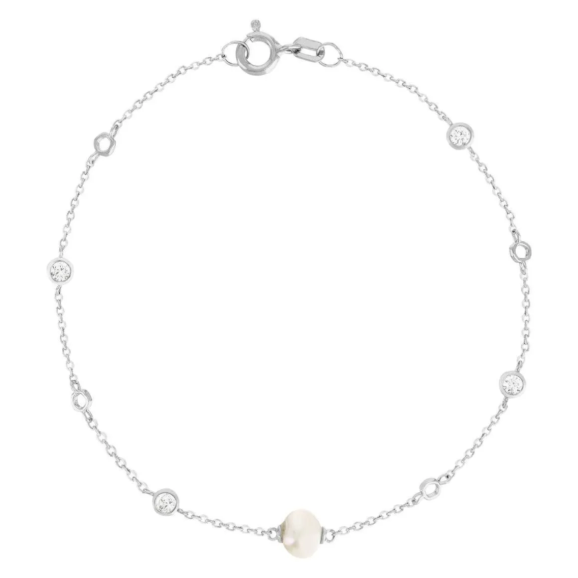 Bracelet argent 925 perles de Chine et zirconias 19cm