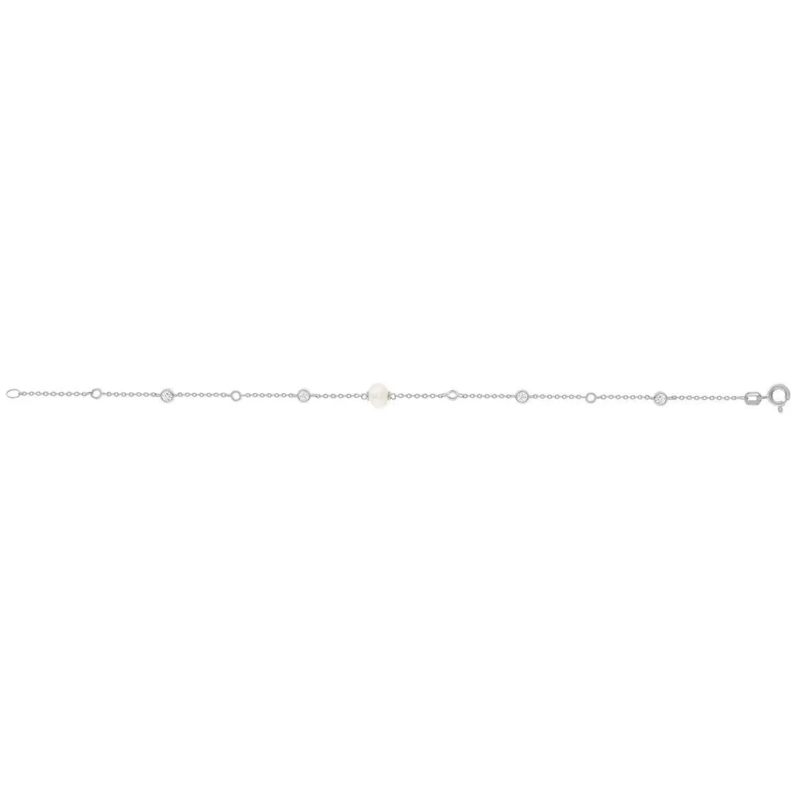 Bracelet argent 925 perles de Chine et zirconias 19cm