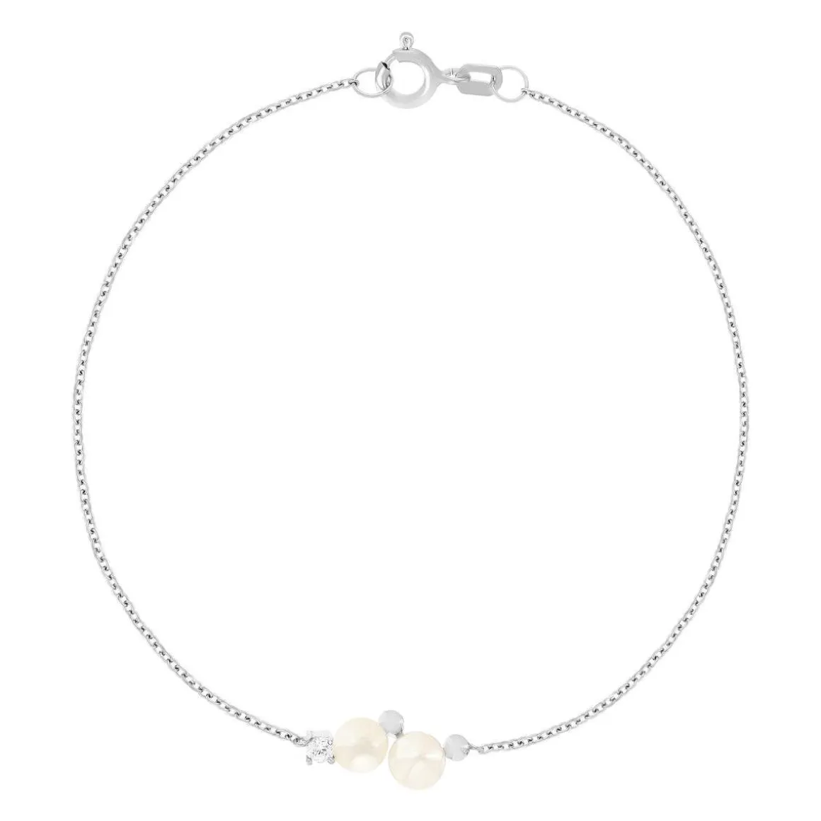 Bracelet argent 925 perles de Chine et zirconias 19cm