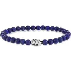 Bracelet argent 925 perles lapis lazuli 21cm