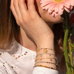Bracelet argent 925 pierres synthétiques bleues et zirconias 18 cm